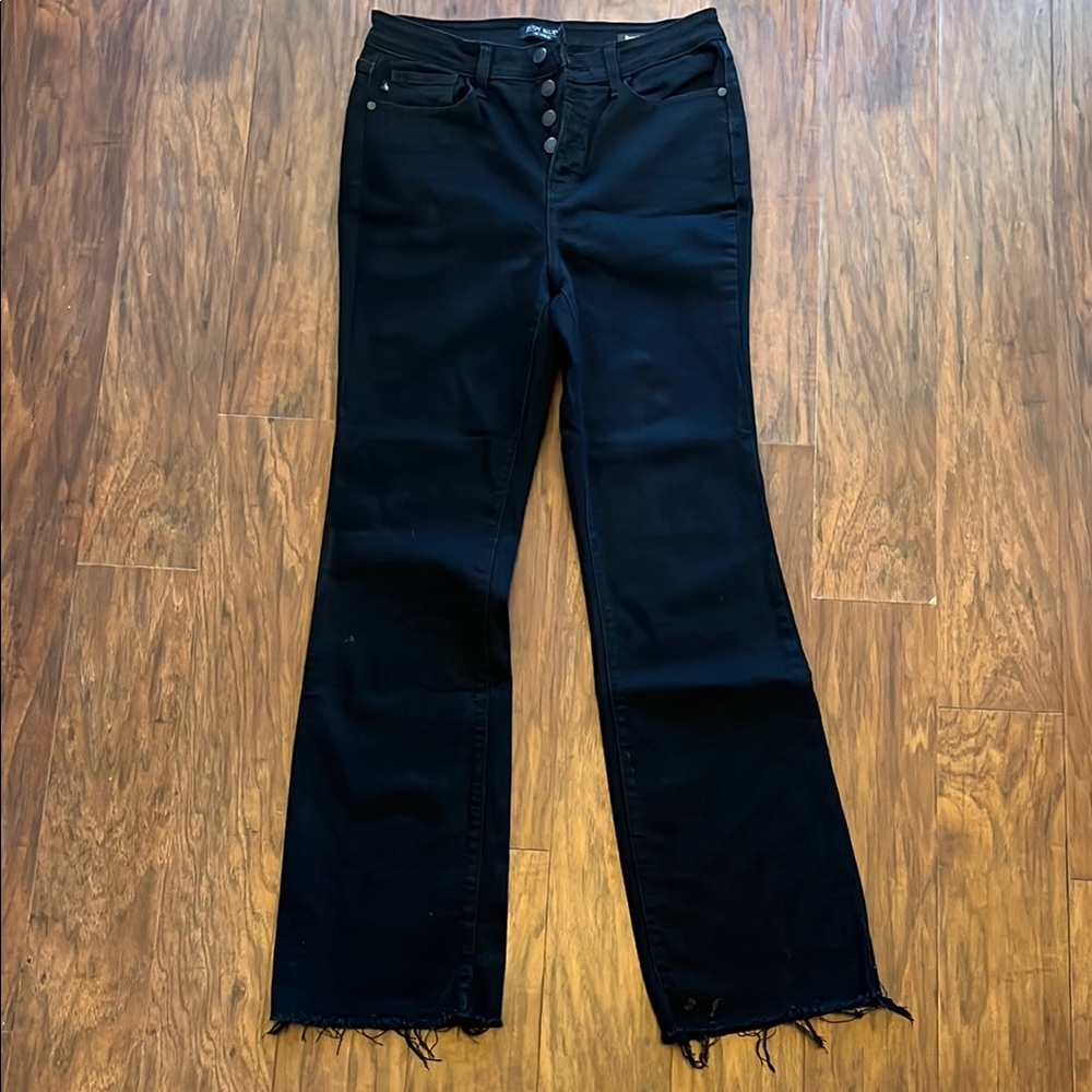 Judy Blue Button Fly Black Flare Wide Leg Jeans